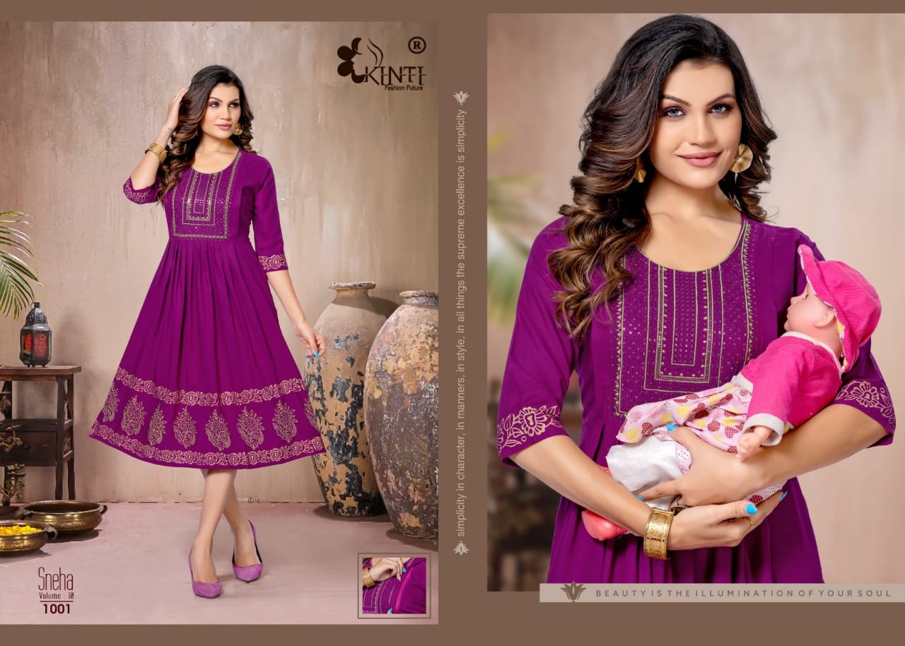 Kinti Sneha Volume 10 Daily Wear Wholesale Printed Feeding Kurtis
